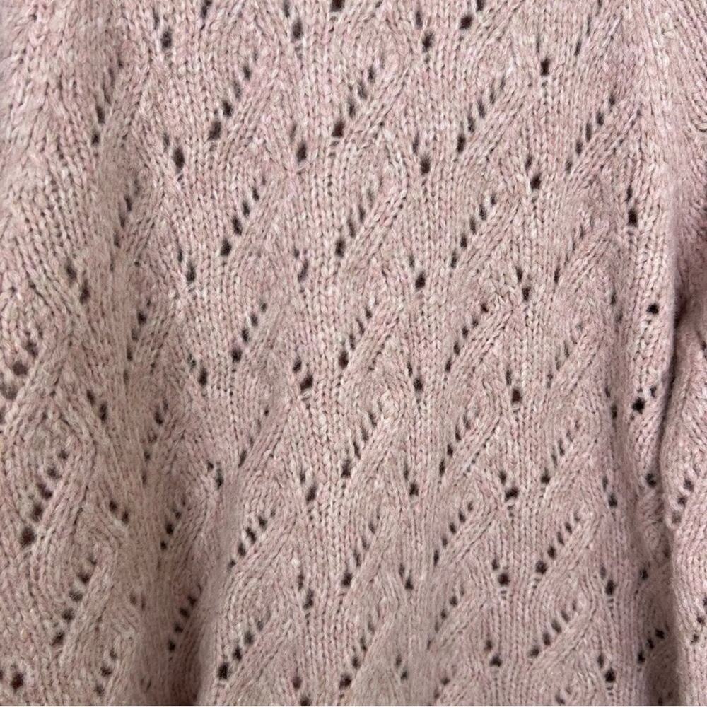 J. Crew Pointelle Heather Pink Crewneck Wool Blend Sweater Size Large - Picture 9 of 13